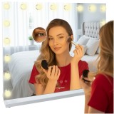Oglinda cosmetica LED Soulima 80x62 cm cu 18 becuri si panou tactil