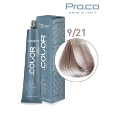 Vopsea de par profesionala PRO.COLOR 100 ml - Pro.Co - 9/21 BLOND SUPER DESCHIS IRISE CENUSIU
