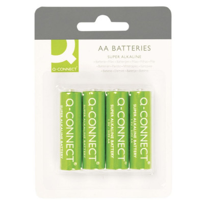 Baterii Alcaline Q-CONNECT R6, Tip AA, 1.5V, 4 Buc/Set, Baterii de Unica Folosinta, Baterii fara Mercur foto