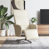 vidaXL Fotoliu rabatabil cu suport de picioare, crem, piele ecologică