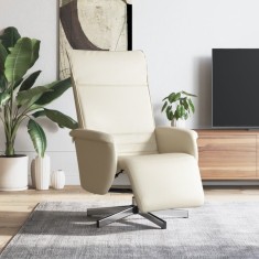 vidaXL Fotoliu rabatabil cu suport de picioare, crem, piele ecologică