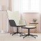 vidaXL Scaun de relaxare cu taburet, alb crem, catifea și PVC