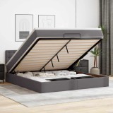vidaXL Cadru de pat otoman cu saltele Gri 180x200cm piele artificială