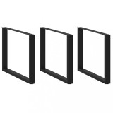 VidaXL Picioare de masă &icirc;n formă de U, 3 buc., negru, 100x(72-73) cm, oțel
