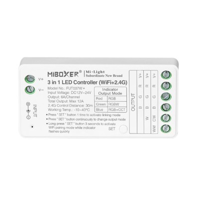 Controller Dimmer Led RGB RGBW RGB+CCT, Tuya, WiFi+RF 2.4Ghz, 12-24VDC MiBoxer FUT037W+ foto