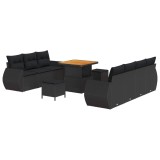 vidaXL Set de canapele pentru grădină cu pernă 10 pcs Negru poliratan 3363784