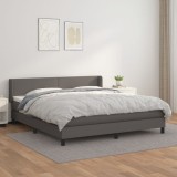 VidaXL Pat box spring cu saltea, gri, 180x200 cm, piele ecologică 3130677
