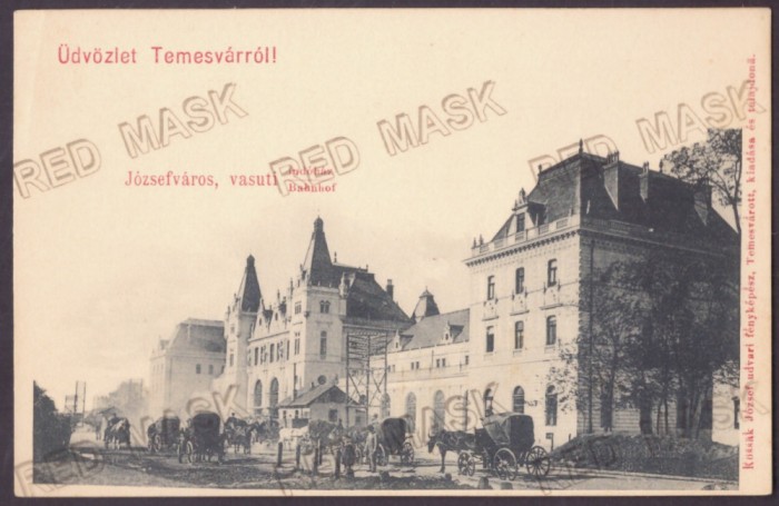 987 - TIMISOARA, Railway Station, carriages, Litho - old postcard - unused