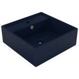 vidaXL Chiuvetă lux preaplin albastru mat 41x41cm ceramică pătrat 146946