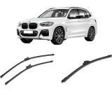 Cumpara ieftin Set 3 stergatoare BMW Seria X3 (G01, F97, G08) din 2017-2023, pentru parbriz si luneta fata si spate auto, Bosch Aerotwin-Aerotwin, din cauciuc silico