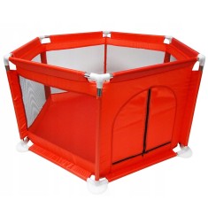 Tarc loc de joaca pentru copii sau bebe, material textil, rosu, 130x60cm Household NewTrend