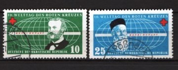 GERMANIA (DDR) 1957 &amp;ndash; CRUCEA ROSIE. HENRY DUNANT. SERIE STAMPILATA, F148 foto