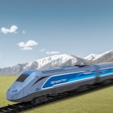 Tren Electric de Mare Viteză cu Lumini și Sunete, 2 Locomotive și 1 Vagon, Set Șine Multiple, Gri/Albastru, 3+, CMCLASS