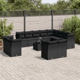 vidaXL Set mobilier de grădină cu perne, 13 piese, negru, poliratan 3250374