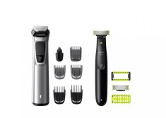 Set Philips OneBlade + Aparat Tuns Barba / Parul Multigroom MG9710/90 Husa Negru / Argintiu foto