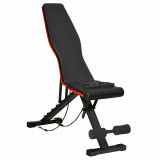 Cumpara ieftin HOMCOM Bancă Reglabilă pentru Exerciții Musculare, Oțel și PU, Negru și Roșu, 130x48x48-109 cm | Aosom Romania