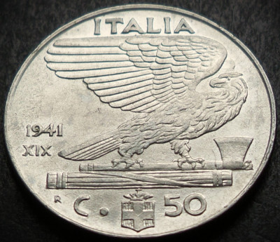 Moneda istorica 50 CENTESIMI - ITALIA FASCISTA, anul 1941 * cod 4645 foto
