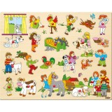 Cumpara ieftin Puzzle din lemn, Copii si animale, Woodyland, 21 piese