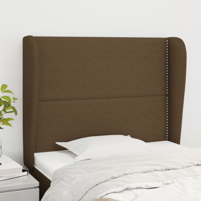 vidaXL Tăblie de pat cu aripioare maro &icirc;nchis 83x23x118/128 cm textil 3117793