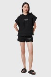 AllSaints pantaloni scurți din bumbac SORRI culoarea negru, cu imprimeu, high waist, W053TC