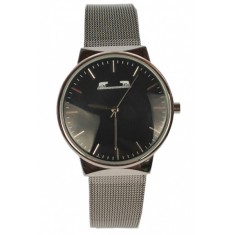 Ceas Dama Elegant, cu Bratara Metalica, Latime 1.5 cm, Matteo Ferari, Argintiu, Cadran Negru - MF88006NSILVER