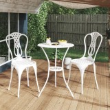 Set mobilier bistro, 3 piese, alb, aluminiu turnat GartenMobel Dekor, vidaXL