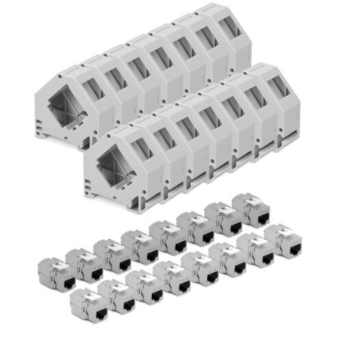 Set 16 Mufe CAT6A de 10 Gbit pentru cabluri Ethernet RJ45, Kwmobile, Gri, Metal, 47696.16