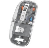 Cumpara ieftin Mouse Nou M133, 2400dpi, 5 Butoane, Indicator Nivel Baterie, Transparent, Gri, Wireless + Bluetooth NewTechnology Media