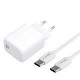 Cumpara ieftin Incarcator de retea GoGEN ACHPD 120, 20W/3A, cablu USB-C/USB-C, 1 metru, alb