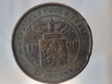 Indiile Olandeze1908 NETHERLANDS EAST INDIES Wilhelmina I 2-1/2 Cents, Asia, Cupru (arama)