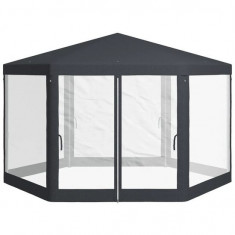 Pavilion/foisor pentru gradina/terasa, cadru metalic, cu plasa de tantari, gri inchis, 3.94x3.94x2.5 m GartenVIP DiyLine