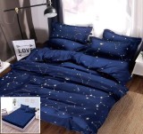 Lenjerie Pat Bumbac 4 Piese Cu Elastic Albastru 180x200 cm