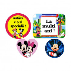 Set 4 topper (propsuri) din carton pentru tort cu Mickey si Minnie mouse