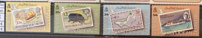 PC398 - Oceanul Indian Britanic (BIOT) 1990 Expozitie Timbre, serie MNH, 4v