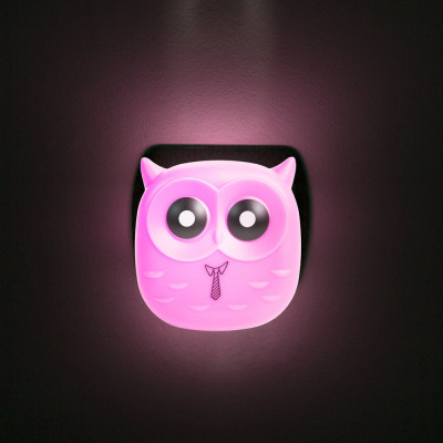 Lumină de veghe - cu senzor - model bufniță - roz - 240V foto