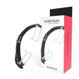 Darkness Bondage-Gag cu C&acirc;rlig Negru-Piele Ecologica, Waterproof