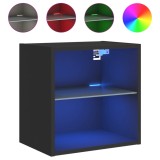 Noptiera cu lumini LED montata pe perete, negru, DKD Home Decor