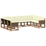 vidaXL Set de canapele de exterior cu pernă 9 pcs Natural și Crem 3382202