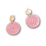 Cercei din rafie roz-auriu