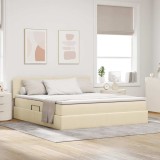 Cumpara ieftin Pat cu LED si saltea Creme 160 x 200 cm Tesatura