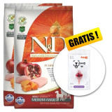 Cumpara ieftin Farmina N&amp;amp;D GF PUMPKIN adult dog medium/maxi, chiken &amp;amp; pomegranate - 2 x 12kg + Arpalit NEO GRATUIT