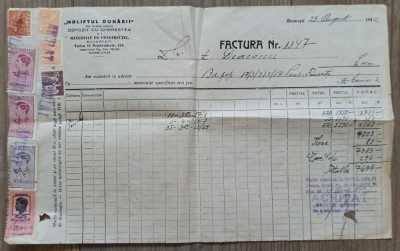 Factura Moliftul Dunarii, Societate in nume colectiv, Depozit cu Cherestea si Materiale de Constructie, Bucuresti 1942 foto