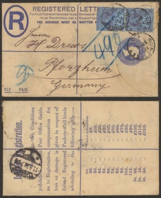 Great Britain 1896 Cover Uprated stationery to Germany DB.420 foto