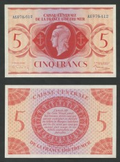 French Equatorial Africa █ bancnota █ 5 Francs █ 1944 █ P-15b █ UNC necirculata