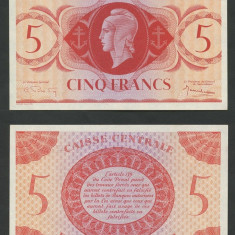 French Equatorial Africa █ bancnota █ 5 Francs █ 1944 █ P-15b █ UNC necirculata