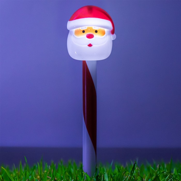 Felinar Solar Crăciun, Moș Crăciun/Om de Zapadă, Alb/Roșu, Plastic, 36cm