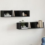 vidaXL Dulapuri de perete, 2 buc., Negru, 75x18x16,5 cm, lemn compozit