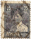 Mihai I, format mare, cu filigran (uzuale), 1928 - 25 B, obliterat, Regi, Stampilat