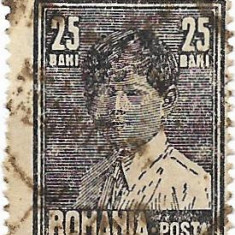 Mihai I, format mare, cu filigran (uzuale), 1928 - 25 B, obliterat