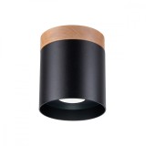Lustră De Tavan Rif Lemn Negru/Natural Lemn/Aluminiu 1 Bec Tub Scandinav De Interior